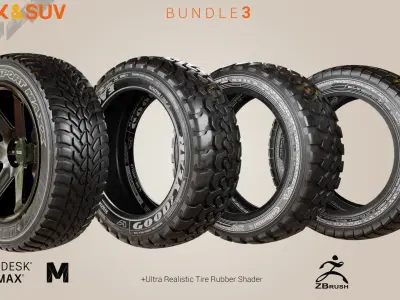 TRUCK - SUV Tire Pack Bundle 3 Low-poly 3D model