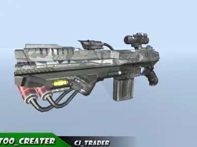 Modern Sci-Fi Space Gun 3D Model Low-poly 3D model