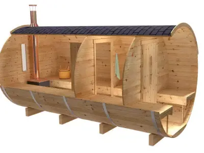 Bathhouse wooden barrel sauna 3D model