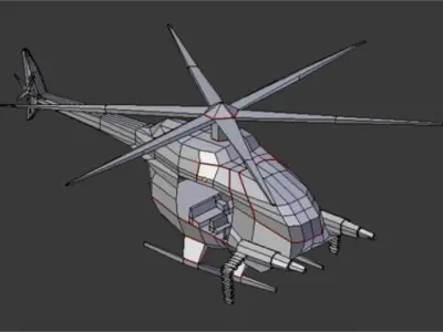 Low Poly Helicopter with two propellers Low-poly 3D model