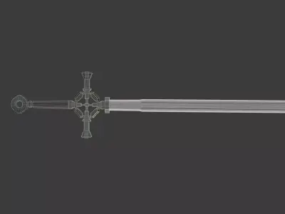 Fantastic Crusader Sword Low-poly 3D model