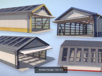 Airfield Hangar 12m 3D Model Collection