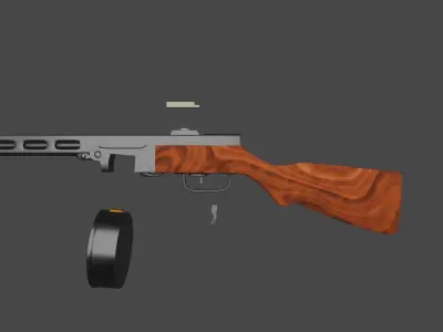 WW2 PPSH 41 Submachine Gun - Game Ready Free low-poly 3D model