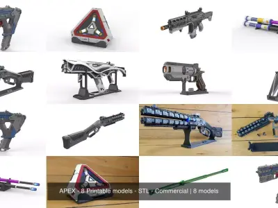 APEX Weapons Set - 8 Printable models - STL - Commercial 3D Model Collection