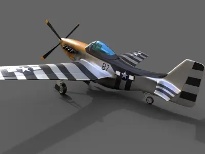 P51 Mustang 3D PBR Model Low-poly 3D model