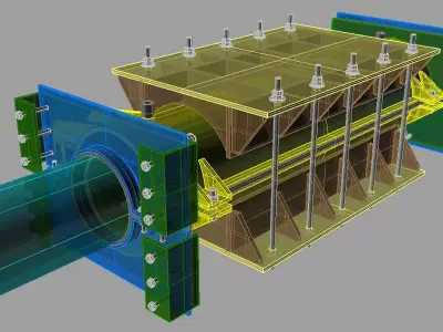 Underwater grout repair jacket brace clamp Free 3D model