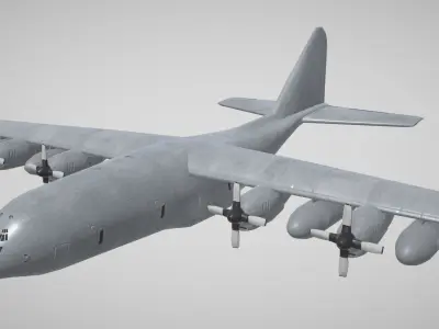 Military AC 130 Plane Low-poly 3D model