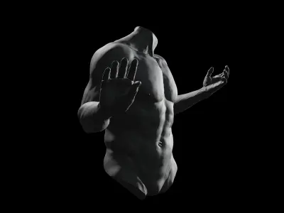 3D Printable Male Torso with Arms 3D model