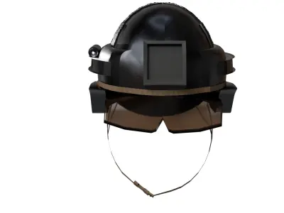 Futuristic Combat Helmet with Goggles and Headlamp Low-poly 3D model