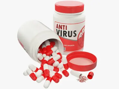 Plastic Jar with Pills V2 Anti Virus 3D model