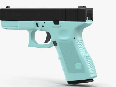 Glock 19 Blue Low-poly 3D model