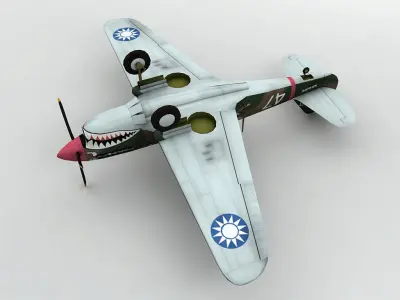 P40-E Warhawk Aircraft Low-poly 3D model