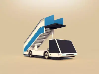 Cartoon Low Poly Airport Gangway Low-poly 3D model