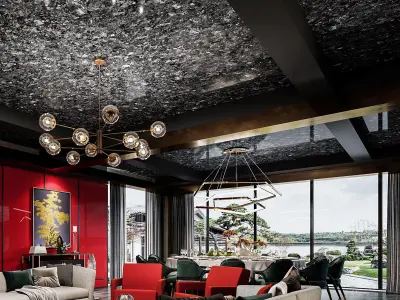 restaurant modern living room with accents 3D model