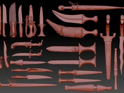 13 Knife - Collection Low-poly 3D model