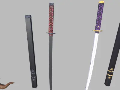 Sword and Hammer Item with PBR Textures Free low-poly 3D model