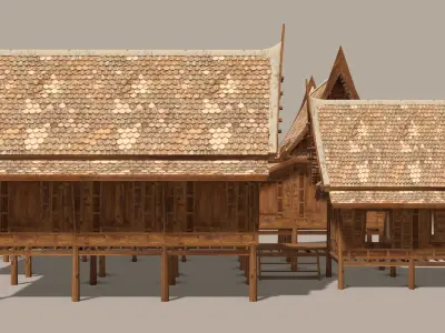 Central Thai traditional house-02 Low-poly 3D model Low-poly 3D model