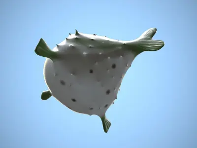 cartoon fugu fish Low-poly 3D model