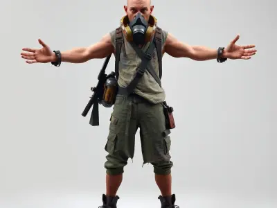 Apocalypse Survivor Rigged and Animated Character Model Low-poly 3D model