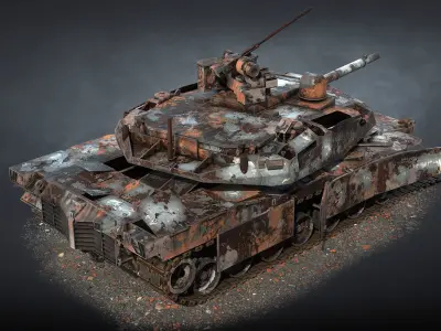 Tank AbramsX Destroyed Low-poly 3D model