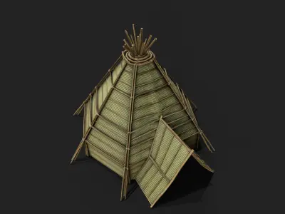 Bamboo Shelter 3 Low-poly 3D model