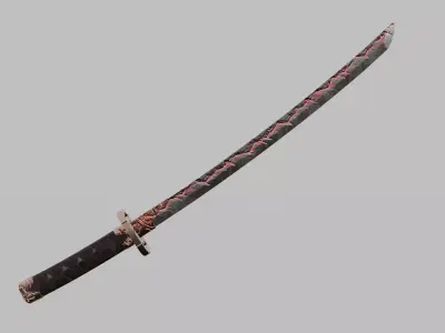 Low Poly Bloodforge Katana - Fantasy Weapon - Game Ready PBR Low-poly 3D model