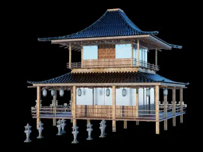 Japanese traditional lantern Free 3D model