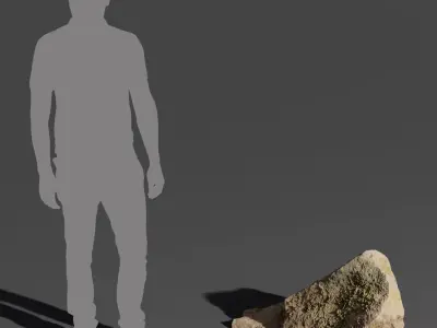  Warm Toned Mossy Smooth Large Rock Boulder Model 