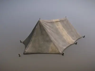 Military Tent WWII TwoSleeping close vr2 Low-poly 3D model
