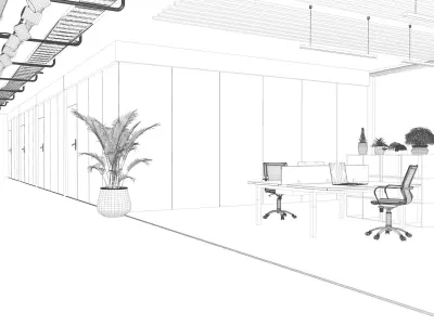 Offices Coworking interior design 3D model