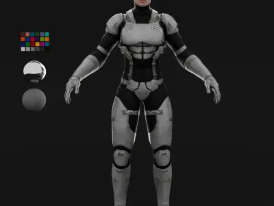 Sci fi girl2 Low-poly 3D model