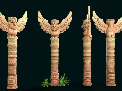 Stylized Wood Totem 5 Low-poly 3D model