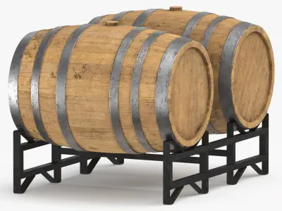 Barrel Wood Rack and Stacked(1) 3D model
