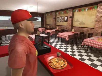 Pizzeria Interior Low-poly 3D model