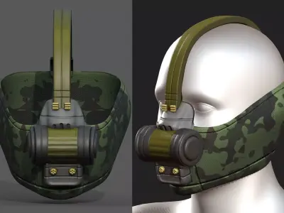 Gas mask respirator scifi futuristic 3d  Low-poly 3D model 46