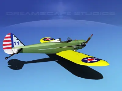 Flybaby old airplane flying in sky 3D model