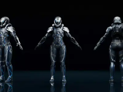  Bounty Hunter Sci-Fi Female Low-poly 3D model