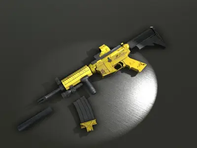 Cyberpunk Rifle MA41 Low-poly 3D model