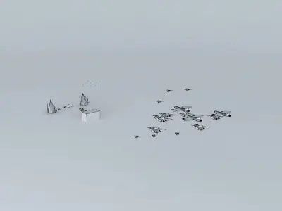 death flock of birds in snow Free 3D model
