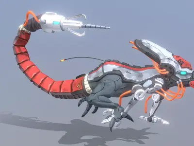 Reptile Cyborg Scorpion Running Fbx  Png 3D model