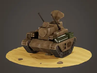 stylized anti-aircraft vehicle Low-poly 3D model