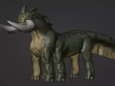 Six legged horned horse  3D model