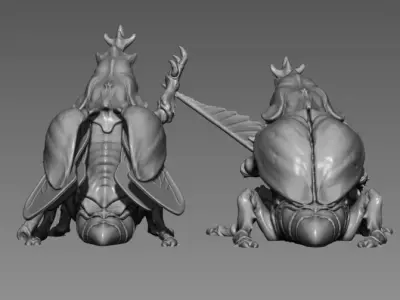 Beetle Guard- 3D printable Character - 2 Poses 3D print model
