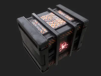 3D Low-Poly Sci-Fi Box with Hologram Low-poly 3D model