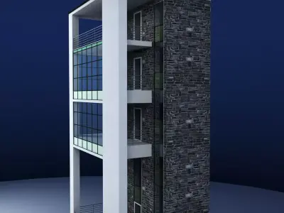 Glass tower city building 3D model