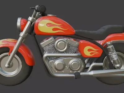 Stylized Cruiser Motorcycle 3D Model 3D model purchase