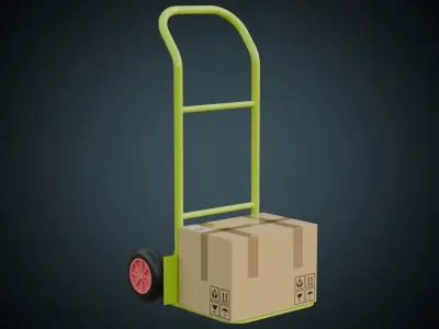 Hand Truck And Boxes 5 Basic Low-poly 3D model