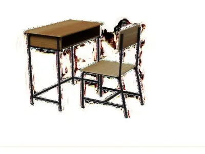 Chair and Table School Free low-poly 3D model