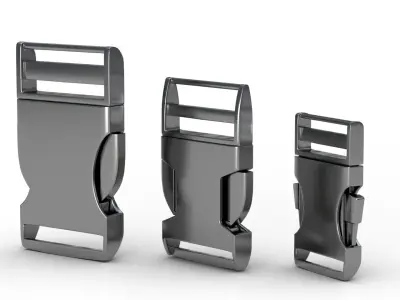 Set of 3 Buckles for Lanyards or similar Low-poly 3D model Low-poly 3D model