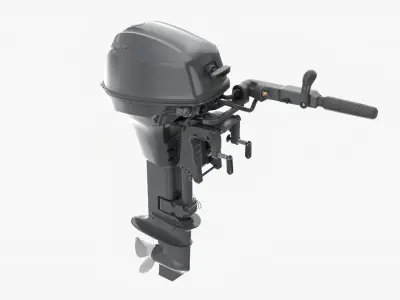 Outboard portable boat motor with tiller 3D model